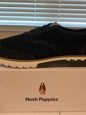 HUSH PUPPIES | Men's Black/Gray Expert Wingtip Knit Oxford Sneakers